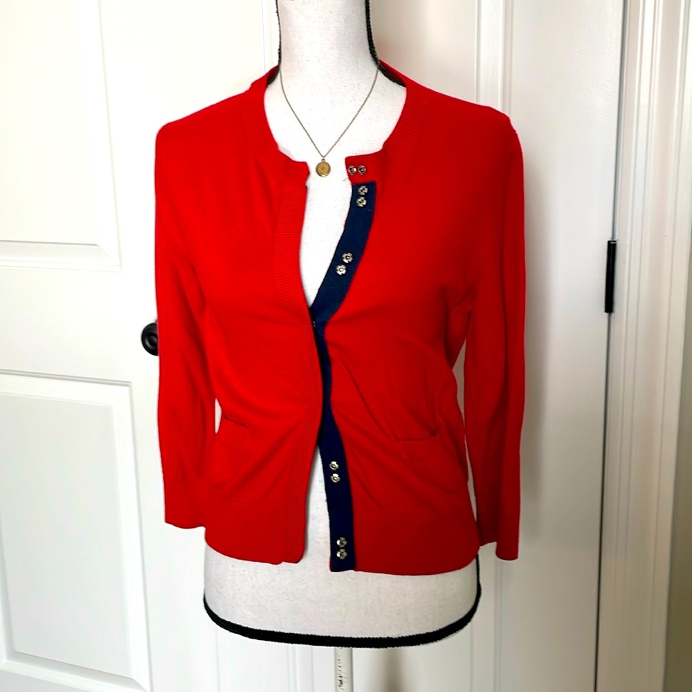 Anthropologie Moth red snap cardigan M